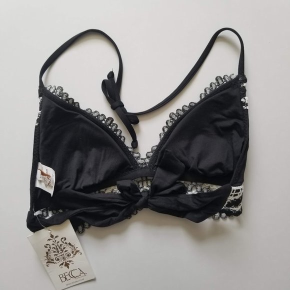 Becca Delilah Avery Crochet Trim Halter Bikini Top Top Size XS - Picture 6 of 9